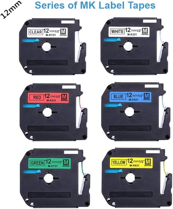 MK Tape Replace Brother PTouch 12mm Label Tape Black on Clear White