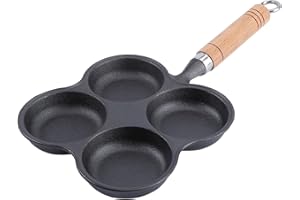 VALICLUD Four-Hole Nonstick Egg Frying Pan with Heat-Resistant Handle Aluminum Cast Iron Kitchen Accessory