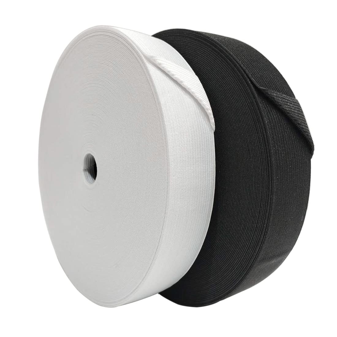 2 x 25 Meters Elastic Tape for Sewing, Choose Colour and Thickness, Elastic for Sewing, Elastic for Clothing and Crafts, Elastic Sewing, White or Black, 2 x 20 mm