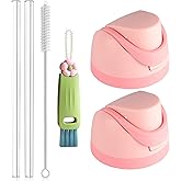 SPORCLO 2 Pack Replacement Lids for Owala Freesip, Water Bottle Top Compatible with Owala Cup 16 oz, 24 oz, 32 oz and 40 oz, Accessories Set for Owala Including Straws & Cup Lid Cleaning Brush