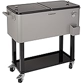 Cuisinart Cooler Cart with Caster Wheels, Dual-Sided Lid, 80-Quart | Large-capacity cooler with wheels for 48-hour cold, includes a storage shelf and fits up to 100 cans or 50 bottles, CCC-3517