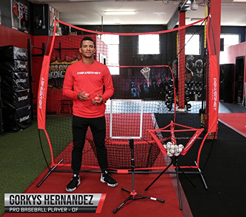 image for PowerNet [All in ONE Coach Bundle (Red) 7x7 DLX Practice Net + I-Scree