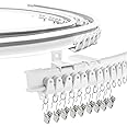 SEGNAYEN Curtain Track Room Divider, Bendable Curved Ceiling & Wall Mount Flexible Track System with Clips, 8Ft Alloy Plastic Drop Sliding Curtain Track for Bay Window
