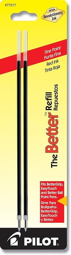 Pilot ballpoint Stick pen refills for better ball point, bettergrip, easytouch Fine point, 0.7 mm, Blue Ink, 2/pack (072838772169)