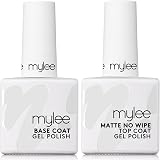 MYLEE MyGel Top & Base Coat Matte No-Wipe 2x10ml UV/LED Safe Vegan