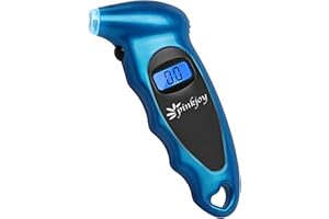PINKJOY Digital Tire Pressure Gauge 150 PSI, 4 Settings, Tire Gauge for Car, Truck, Motorcycle, Bicycle with Backlit LCD and Non-Slip Grip (Blue)
