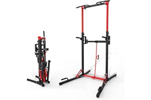 ONETWOFIT Foldable Power Tower Pull Up Bar Station, Multi-Function Adjustable Height Pull Up Dip Station for Home Gym Workout, Strength Training Fitness Equipment, Pull Up Stand 360LBS/Pro 400LBS/Pro Max 600LBS