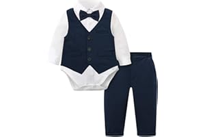 A&J DESIGN Baby Suit Boy Outfit Infant Wedding Gentelman Tuxedo, Navy, 12-18 Months