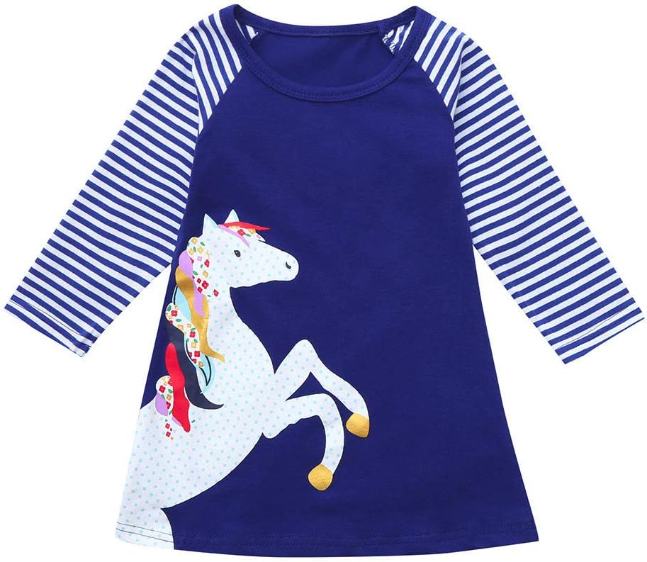 Fineser Baby Dresses, Cute Kids Toddler Girls Pony Stripes Dress Skirt Clothes