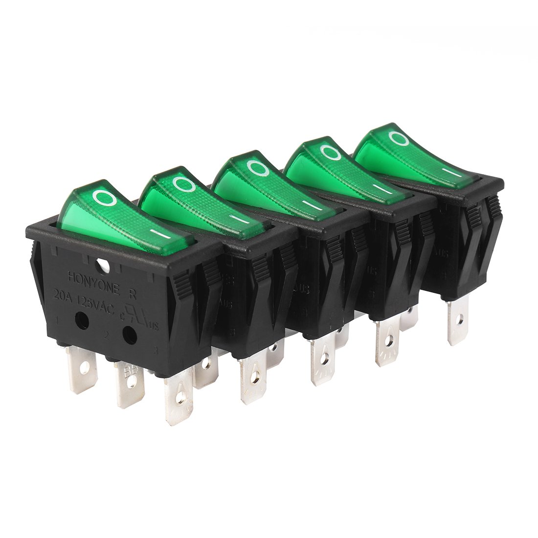 uxcell 10Pcs AC 16A/125V 16A/250V SPDT On-Off 3 Terminal 2 Position Boat Rocker Switches Black