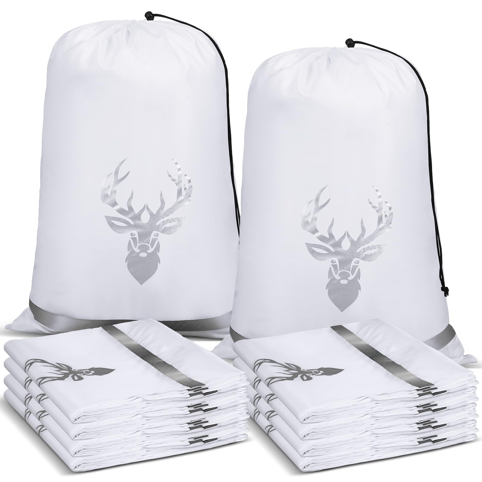 Photo 1 of Locmeo 10 Pcs Game Bags for Hunting Reusable Lightweight Waterproof Heavy Duty Wild Game Meat Bags with Reflective Tags Durable Washable Backcountry Big Hunting Bag for Elk Caribou Deer(White,M)