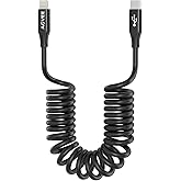 AGVEE 3ft Coiled Short USB-C to Lightning Charging Cable [MFI Certified] 30W PD Fast Charger Cord in Car for iPhone 14/13/12/11/XS/8/7/6/5 CarPlay, iPad, iPod, Black