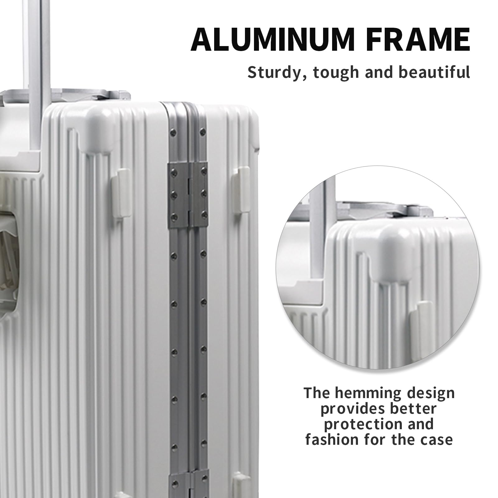 DwanNuts Carry On Luggage with Cup Holder and Usb Port, Aluminum Frame, Front Compartment, TSA Lock, 22x14x9 Airline Approved Hardside Suitcase with Spinner Wheels(White, 20-lnch)