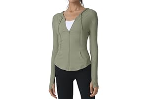 Locachy Womens Slim Fit Full Zip Hoodie Athletic Jacket Yoga Workout Running Jackets with Thumb Holes