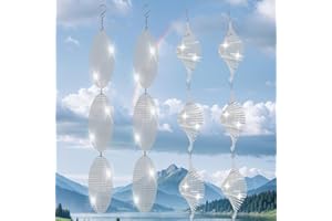Canumer Bird Scare Discs Set - Highly Reflective Bird Reflectors Wind Spinner, Sparkly Wind Spinner Bird Devices to Scare Birds Away, Wind Sculpture House Garden Outdoor Decor(Whirlwind Shape)
