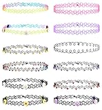 Besteel 12pcs Necklace for Women Tattoo Choker Collar Necklace Stretch Elastic Set Teen 80s 90s