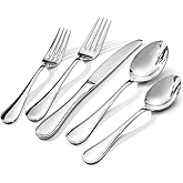 18/10 Stainless Steel Silverware Set for 4, 20 Piece Teardrop Flatware Set | KINGSTONE Heavy Cutlery Set, Mirror Polished Knives Forks and Spoons Utensils, Dishwasher Safe for Home Kitchen Wedding