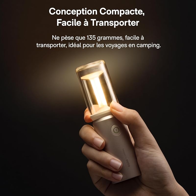 Lanterne Camping Rechargeable IPX6 étanche, abat-jour détachable