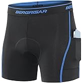 BERGRISAR 3D Padded Bike Shorts for Men Cycling Underwear with Pockets Biking Bicycle Undershorts