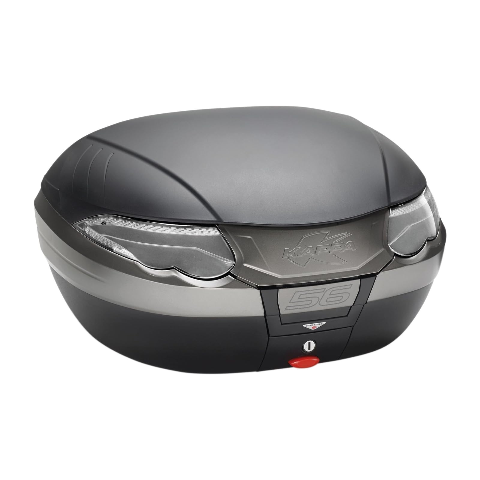 Kappa K56NT Motorcycle Top Box Embossed with Smoky Reflectors 55/56 L (Black)