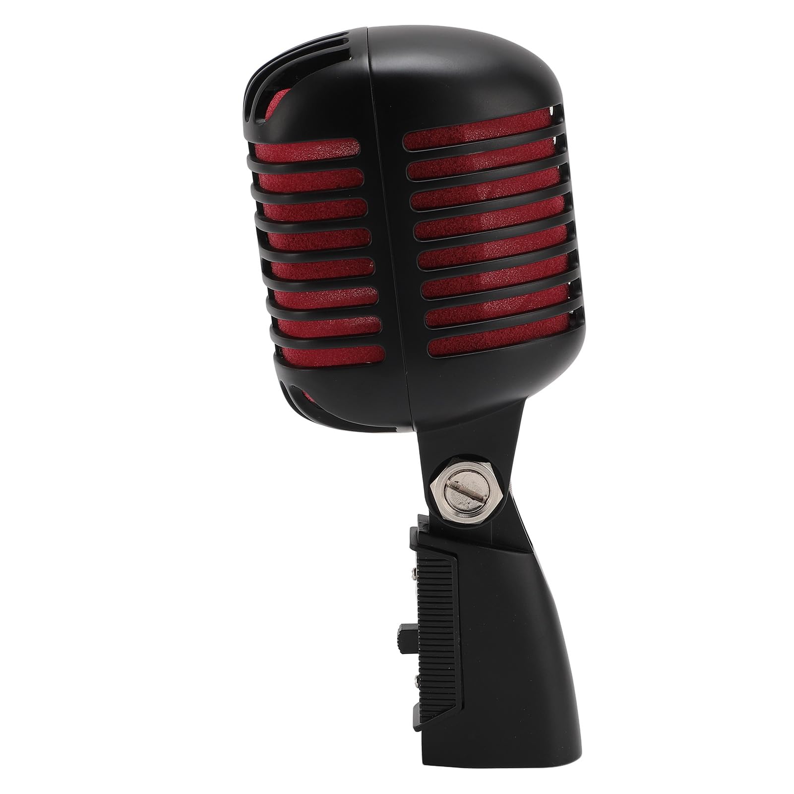 Sxhlseller Retro Dynamic Microphone - Vintage Cardioid Mic with Zinc Alloy Body & Self-Tensioning Swivel Rack for Live Performance, Karaoke & Studio Use (Black)