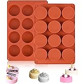 Sakolla 2 Pcs Round Chocolate Cookie Molds, Cylinder Silicone Mold, Perfect for Chocolate Covered Oreos, Cake, Candy, Pudding