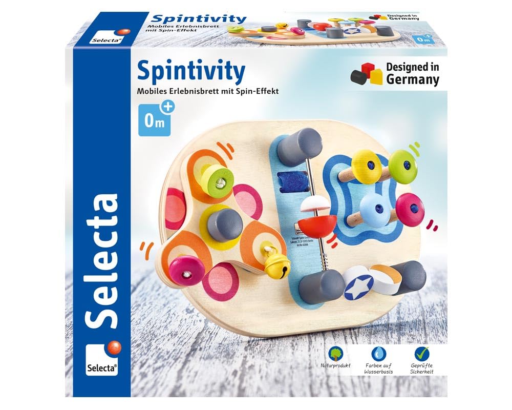 Selecta 62064 Spintivity, Wooden Motor Skills Board, 20 cm, Spinitivity