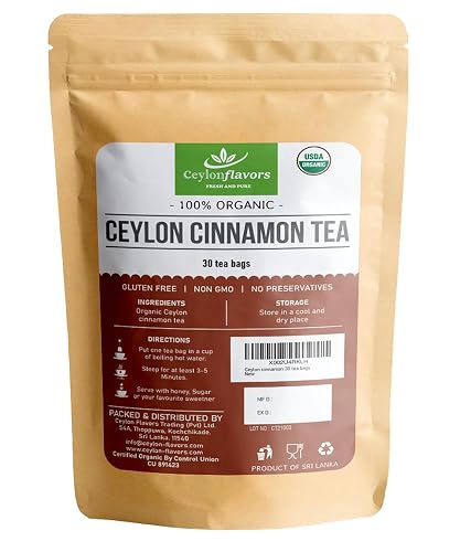 Ceylon Flavors Fresh and Pure Organic Ceylon Cinnamon 30 Tea Bags From ...