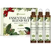 Essential Oils Roll On Set 3 Pack (Breathe, Focus on, Balance) - Essential Oil Blend Stress Relief Gift Aromatherapy Self Care Gift for Women, 3 * 10ml