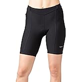Terry Touring Bike Short Regular 8" Long Womens Padded Cycling Shorts for Women Compression Pockets Leg Grippers
