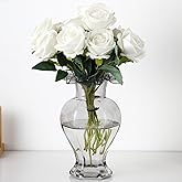 MARTAGE Large Glass Vase, Black Vase for Flowers, Flower Vases for Bouquet, Glass Flower Vases for Living Room, Dining Table, Shelf, Wedding, Office, Coffee Table, 9.5 Inches