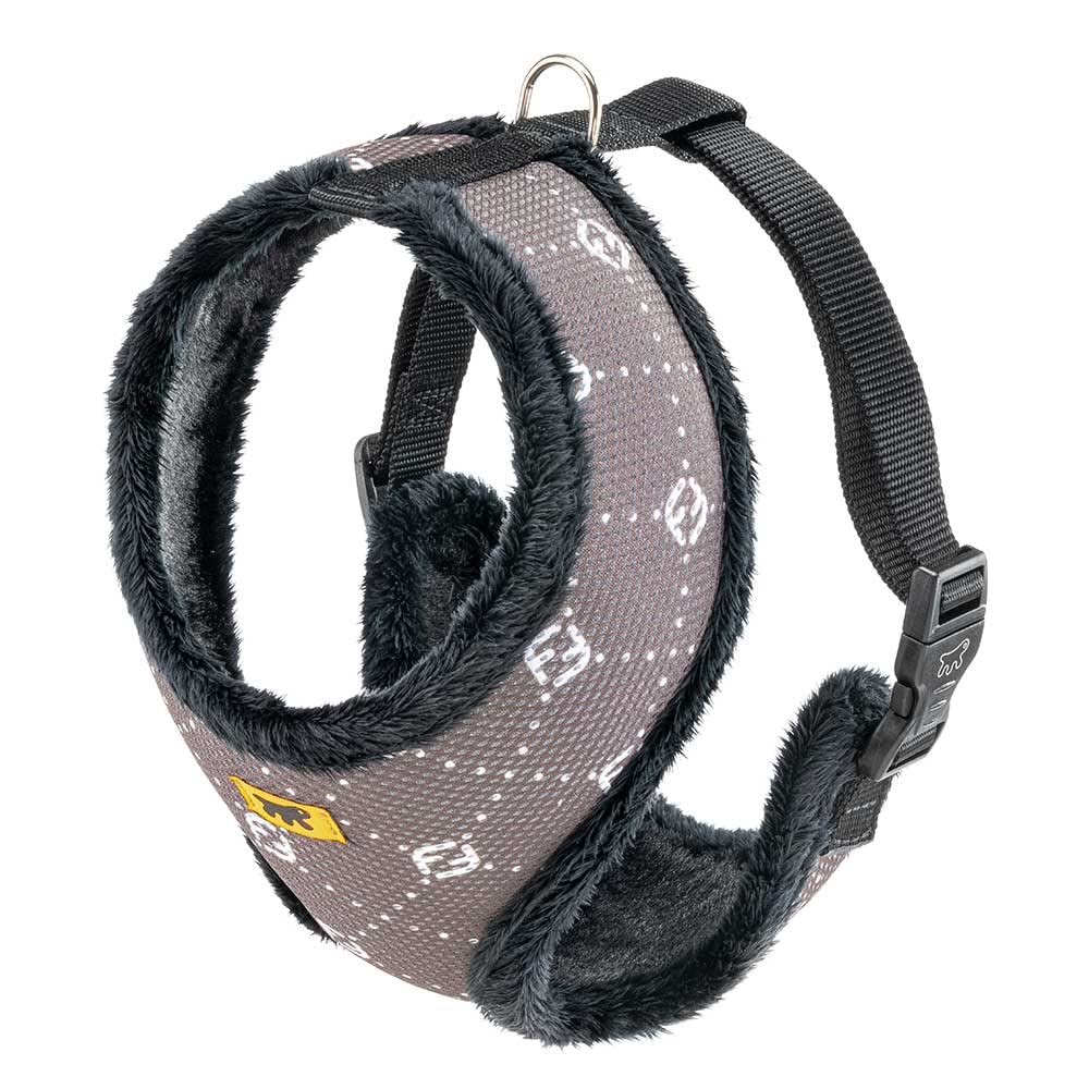 Ferplast Arnés Para Perros Nikita Fur XL, Transpirable, Piel Ecológica Suave, Circunferencia Ajustable, Taupe