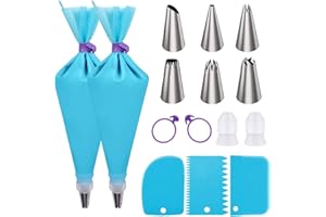 Piping Bags and Tips Set, Cake Decorating Supplies for Baking with Reusable Pastry Bags and Tips, Standard Converters, Silico