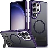 MALEWOLF Case for Samsung Galaxy S25 Ultra, Compatible with Magsafe, S25 Ultra Phone Case with Kickstand Adjustable, Anti-Slip Cover Galaxy S25 Ultra Magnetic Case, Drop Protection (Dark Purple)
