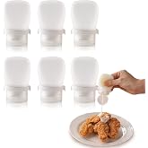 RAMFIYN 6 Pack Silicone Condiment Squeeze Bottles Small Salad Dressing Bottles to Go Travel Salad Dressing Containers for Lunch Box 30ml/1 oz Travel Sauce Bottle with Labels