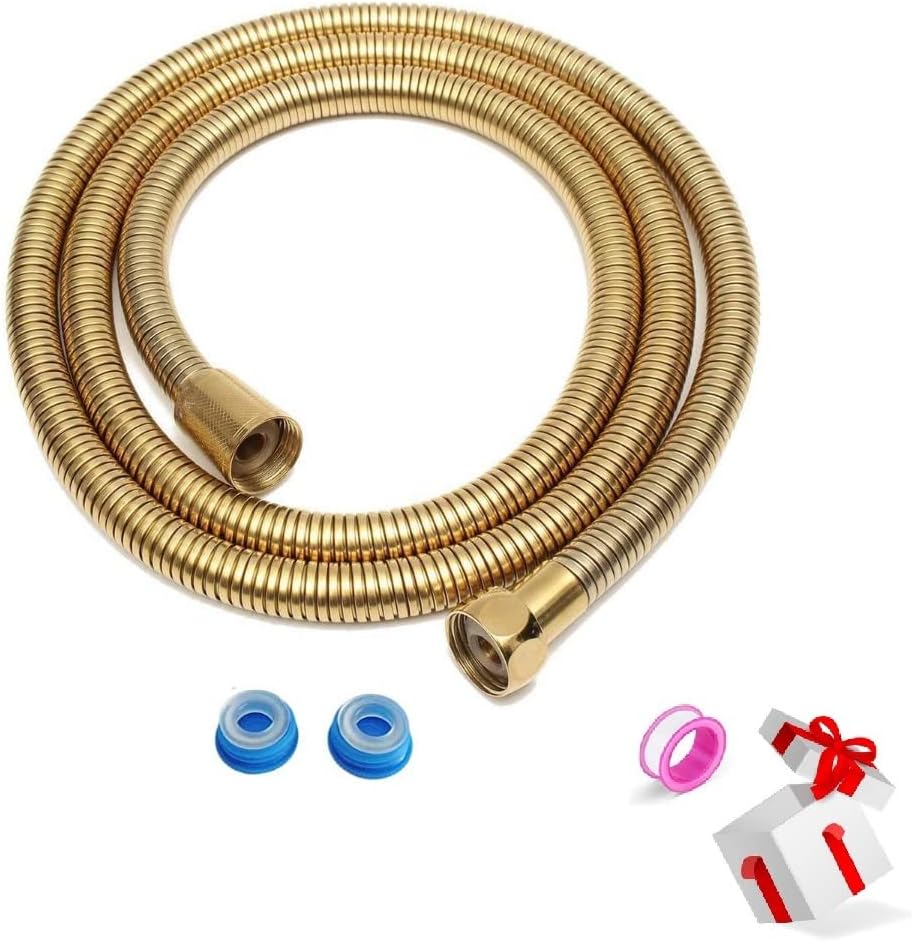 Hairstore Gold Stainless Steel Shower Hose 2m Flexible Bath Extension