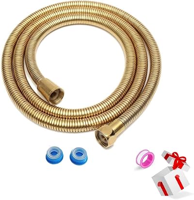 Hairstore Gold Stainless Steel Shower Hose 2m Flexible Bath Extension