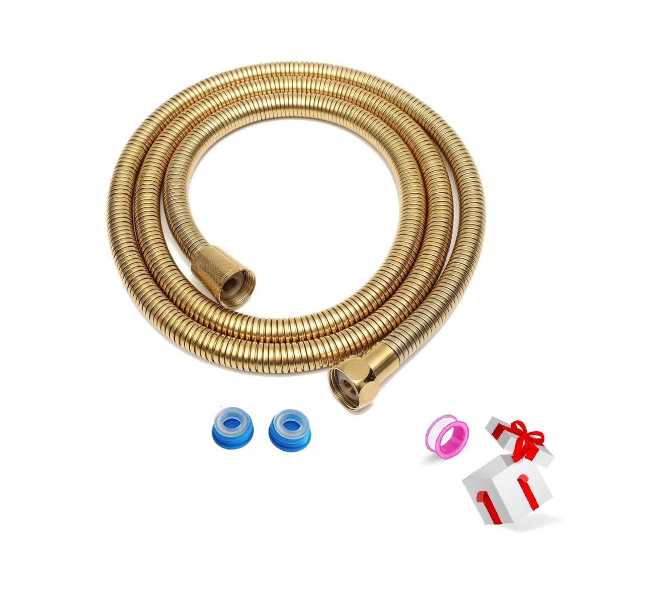 Gold Shower Hose Stainless Steel Shower Bath Extension Replacement Part Bathroom 2 m Flexible Hose Handheld Shower