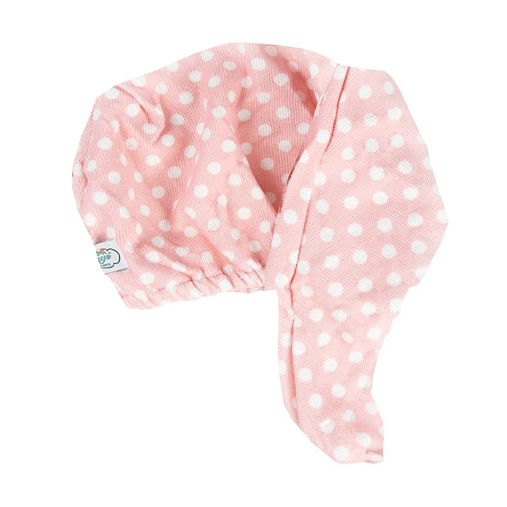 The Vintage Cosmetic Company Hair Turban Pink Polka Dots, Soft Microfibre Hair Wrap for Women and Girls, Absorbs Moisture Faster and Reduces Drying Time with a Vintage Touch