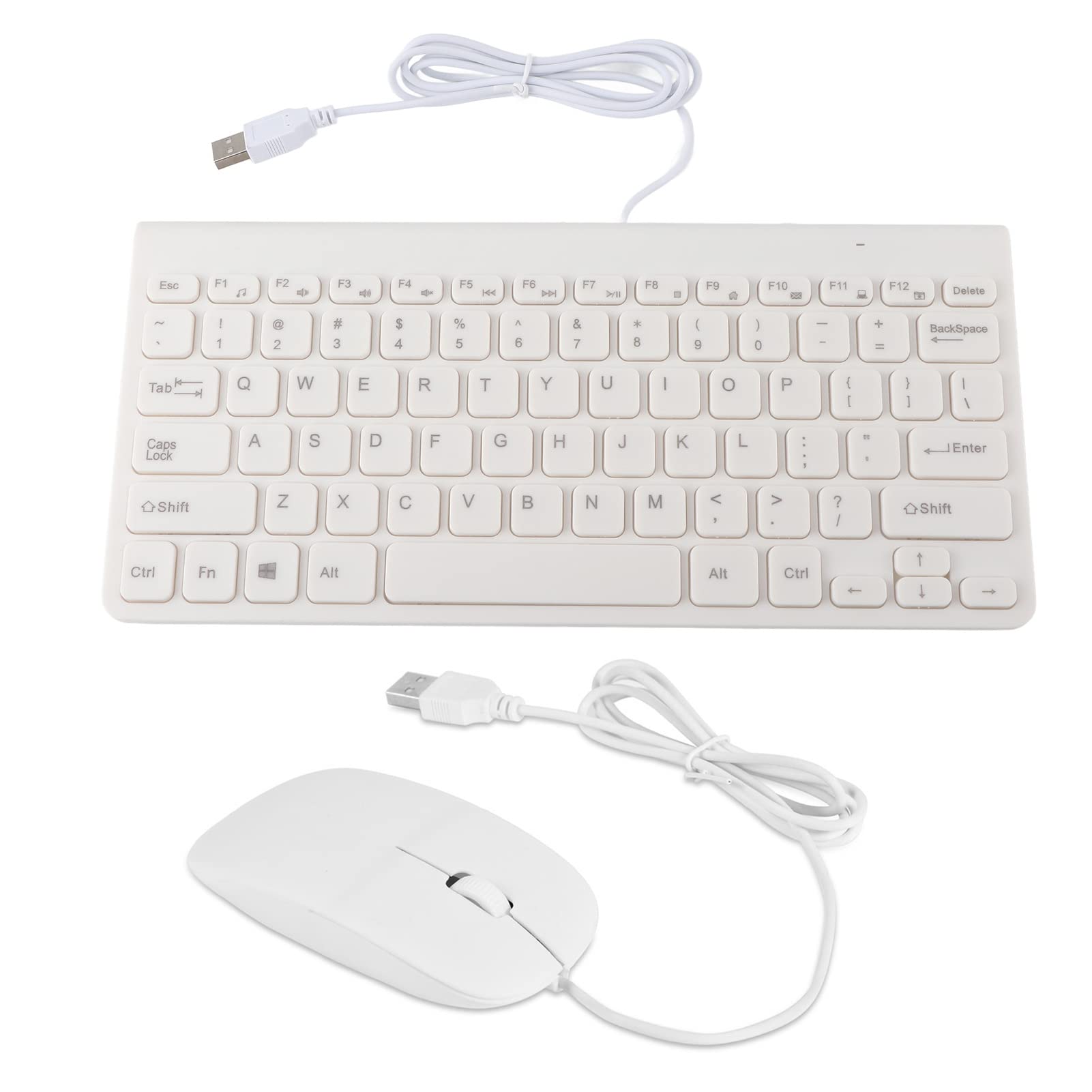 Richer-R Wired Keyboard and Mouse Set,Portable and Lightweight Ultra-Thin USB Wired Keyboard Optical Mouse Mice Set Combo for PC Laptop(White)