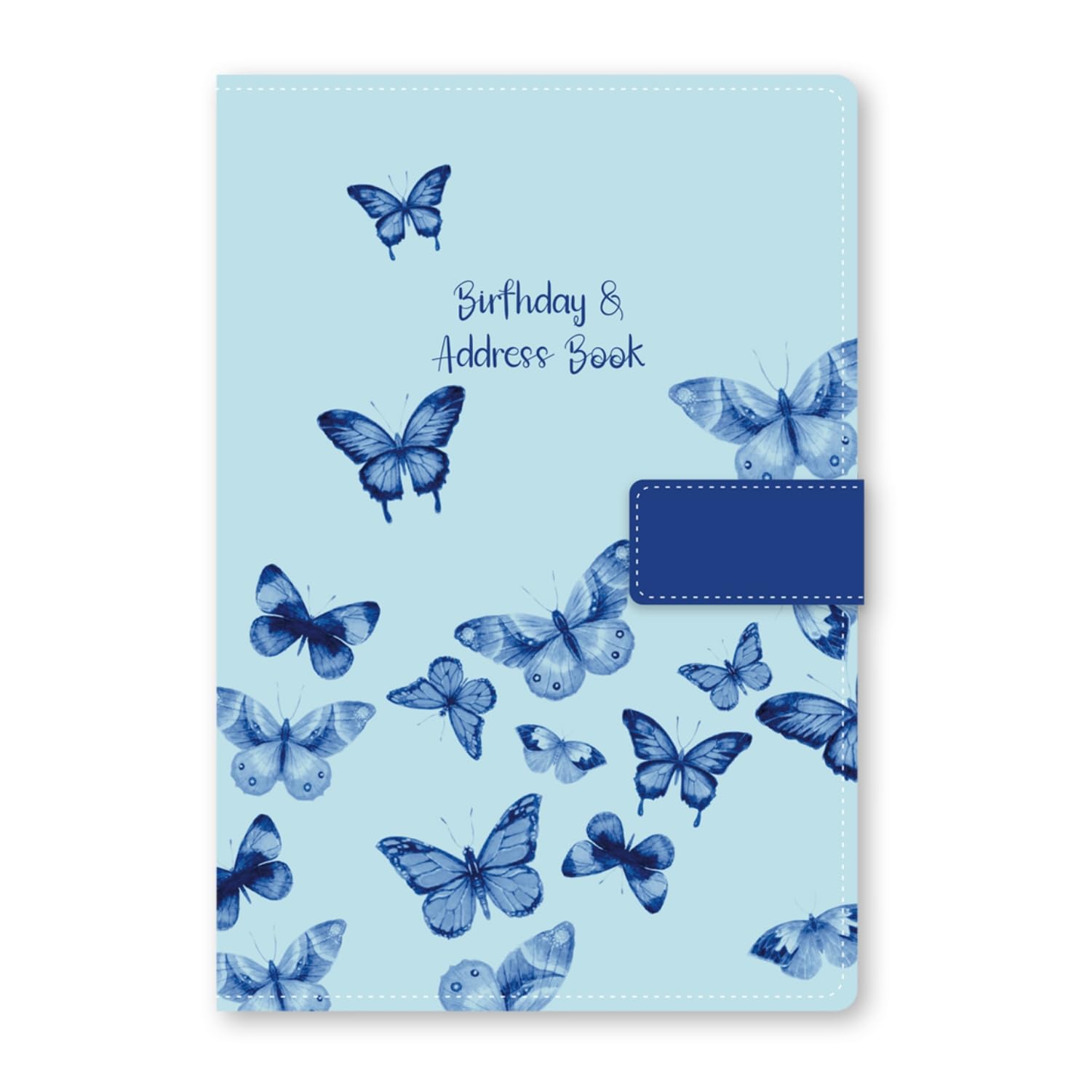 Telephone Address Book A-Z Index Beautiful Fabric Vintage Style Cover A5 Hardback Address Book with Magnetic Lock (Blue Butterfly)