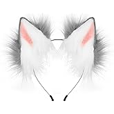 HAOAN Handmade Cat Fox Fur Ears Hairhoop Headwear Anime Party Halloween Costume Headband Hairband