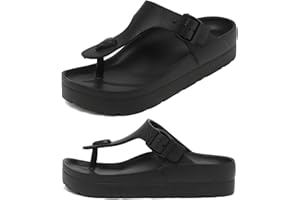 HAIFAGO Womens Platform Sandals with Arch Support, Adjustable Buckle Beach Sandal Woman Comfort Lightweight Ultra Cushion EVA Slides