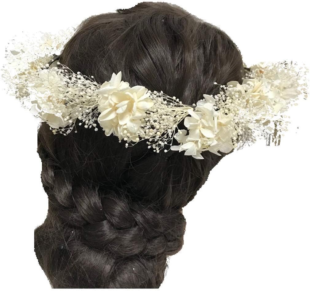 Amazon 花職人の店 いるでぱいん 髪飾り 花冠 白 ナチュラル花かんむりかすみ草 アジサイ プリザーブドフラワー ヘッドドレス ヘアーアクセサリー ウエディング ブライダル レディース 子供 浴衣 ゆかた 花 祭り 夏 アイテム ヘアアクセサリー 通販
