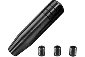 LSKASELUE 5" Heavy Weighted Shift Knob, Aluminum Car Gear Lever Stick Shifter with 3 Threaded Adapters, Long Shifting Lever H