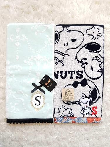 Amazon タグ付きスヌーピー ニコット刺繍sイニシャルタオルハンカチ2枚セット綿100 贈り物snoopy Peanutsプレゼントnicottギフト ぬいぐるみ ホビー