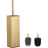 BVL Toilet Brush and Hoder Set Brushed Gold Freestanding for Bathroom
