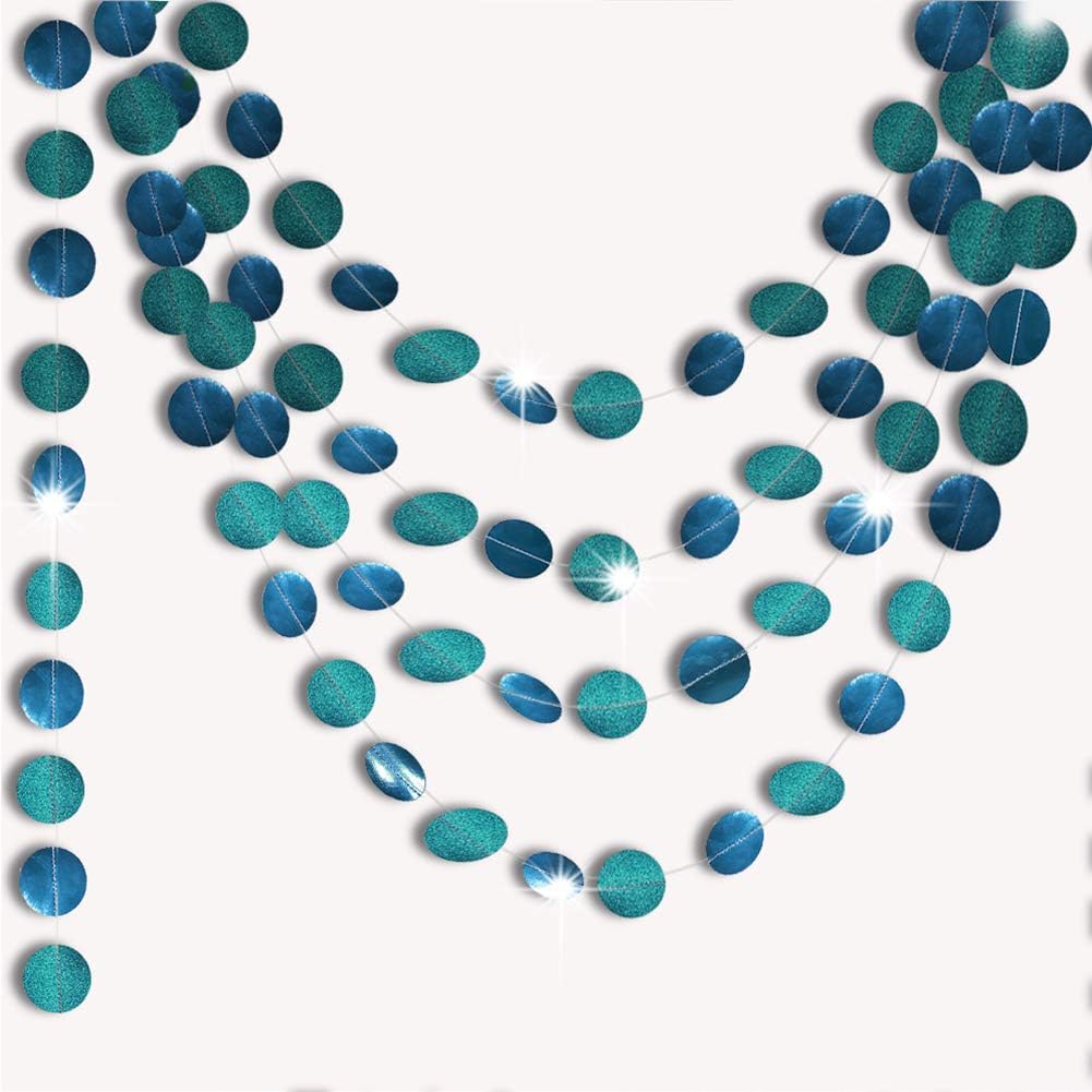 Cheerland Teal Wedding Party Decoration Emerald Twinkle Little Star Party Garlands Glitter Full Moon Streamer Banner for Birthday Wedding Receiption Baby Shower Sweet 16 Bachelorette Home - Image 3