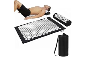 XiaoMaGe Acupressure Mat and Pillow Set with Bag - Large Size 28.7 X 16.5 inch Acupuncture Mat for Neck & Back Pain, Muscle Relaxation Stress Relief, Sciatica Pain Relief Pillow (Purple)