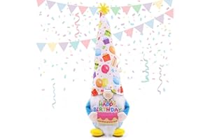 Gwindrise Happy Birthday Gnomes - Plush Gnomes Holding a Birthday Cake for Birthday Party Decorations, Handmade Gnome Birthday Gifts for Kids, Scandinavian Tomte for Birthday Tiered Tray Decor